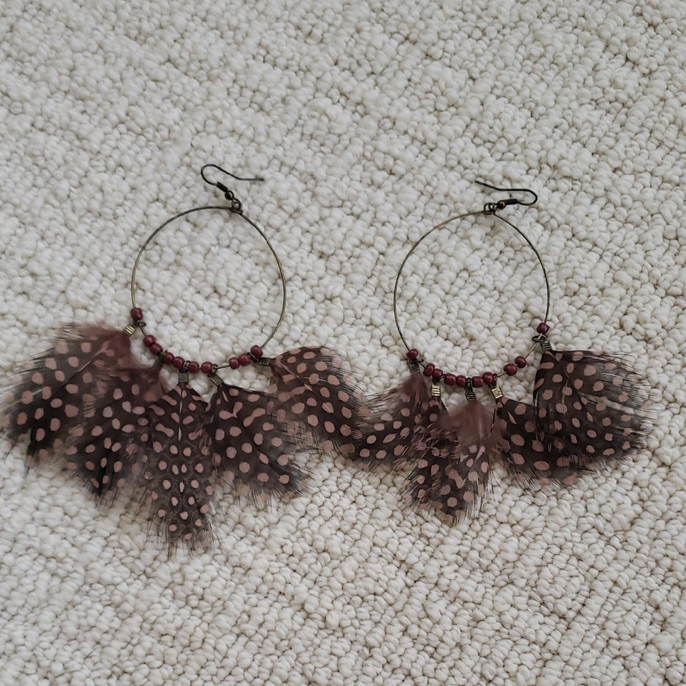 Elegant Feather Hoop Earrings